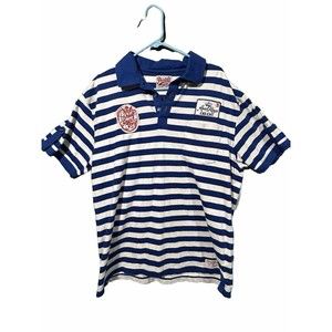 Parish Nation Polo Shirt Mens‎ XL Blue Stripe Short Sleeve Road King